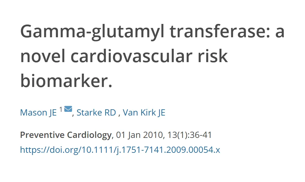 Referência do artigo que descreve a gama GT como marcador de risco cardiovascular, com título, autores, revista e DOI